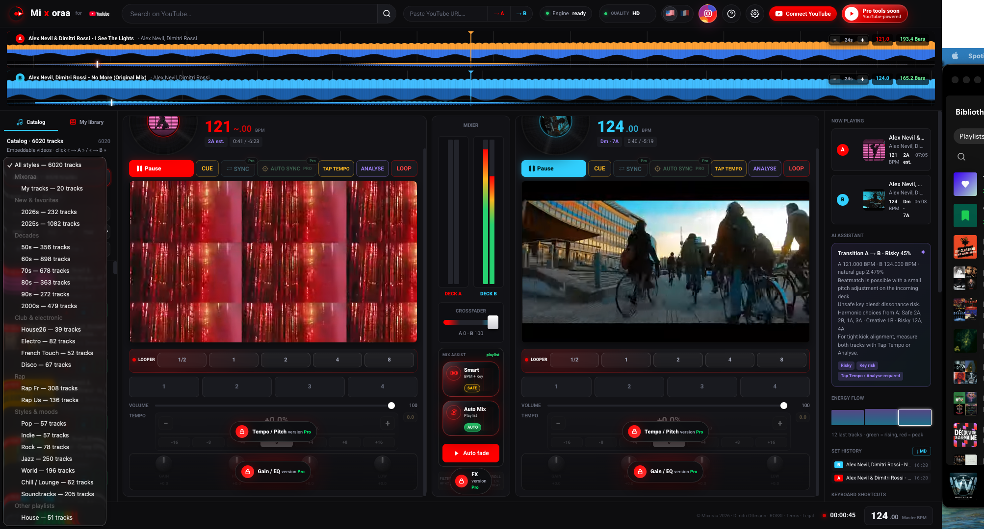 Interface Mixoraa complète avec deux decks