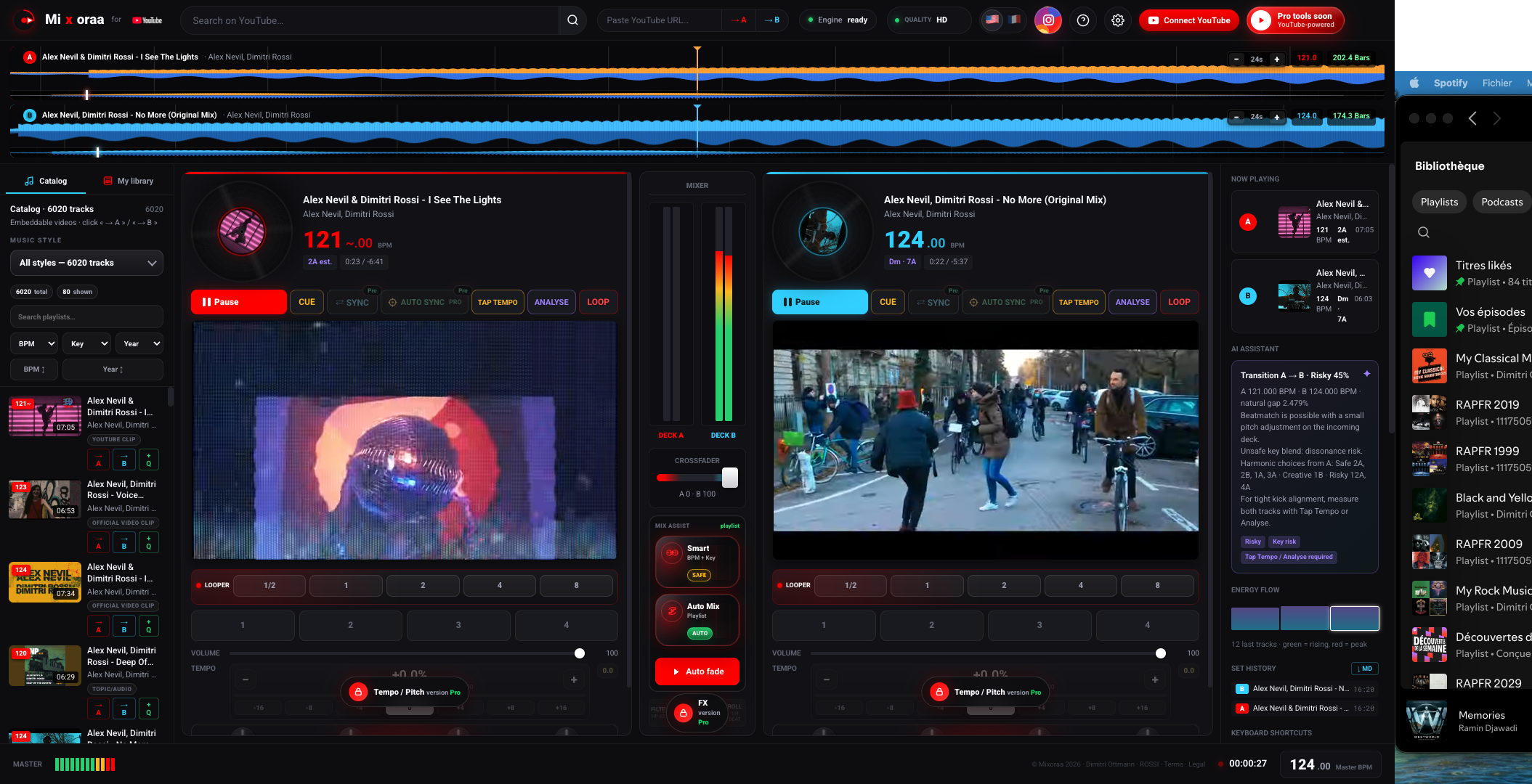 Interface Mixoraa complète avec bibliothèque